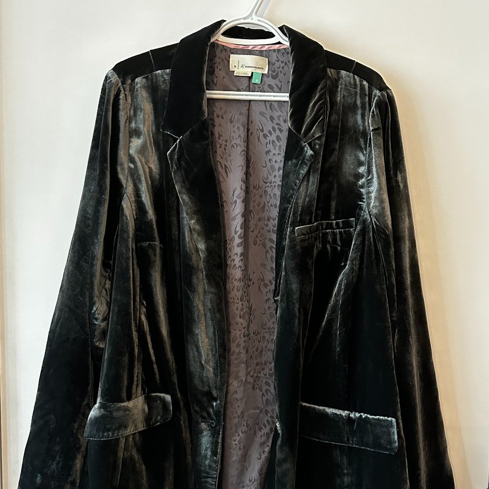 Anthropologie Alessia Velvet Blazer Gray